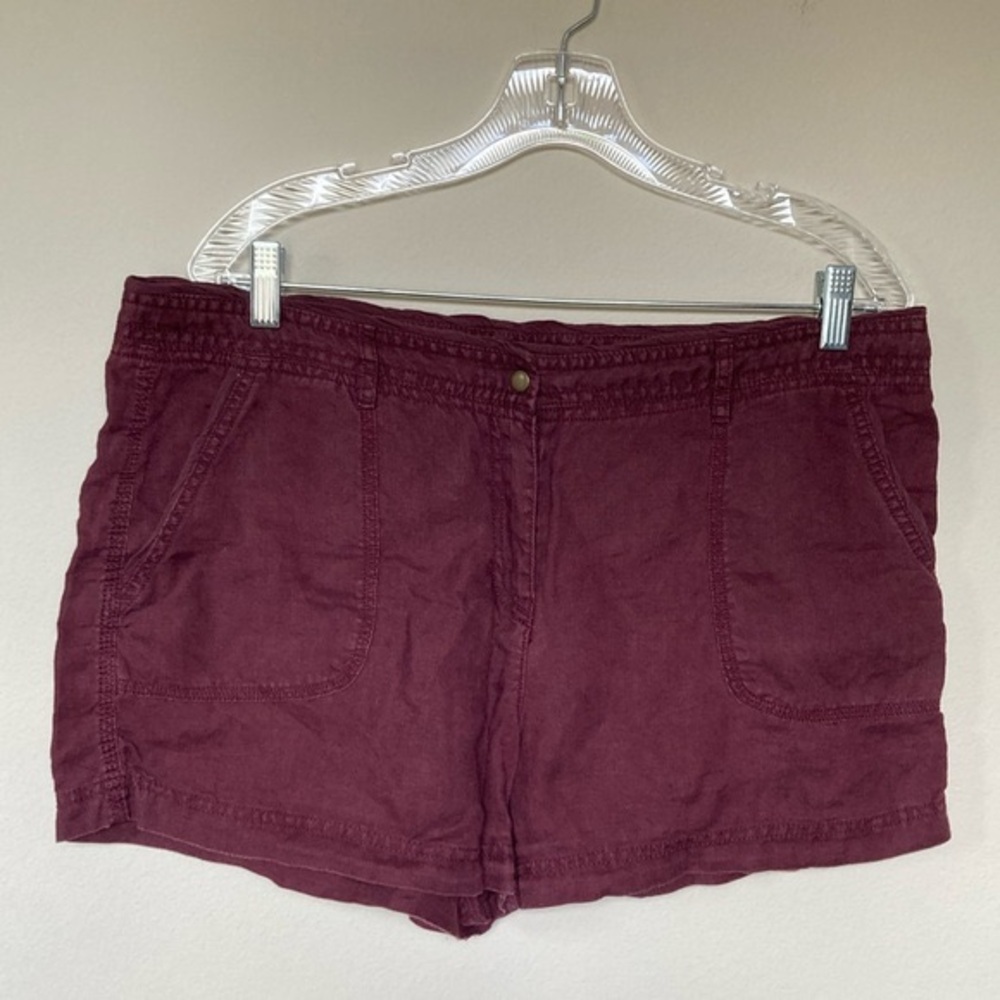 Burgundy LOFT Linen Shorts